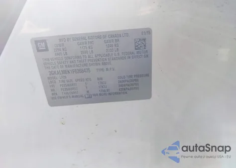 2015 GMC Terrain Sle-1 from USA, damaged, VIN 2GKALMEK1F6268475